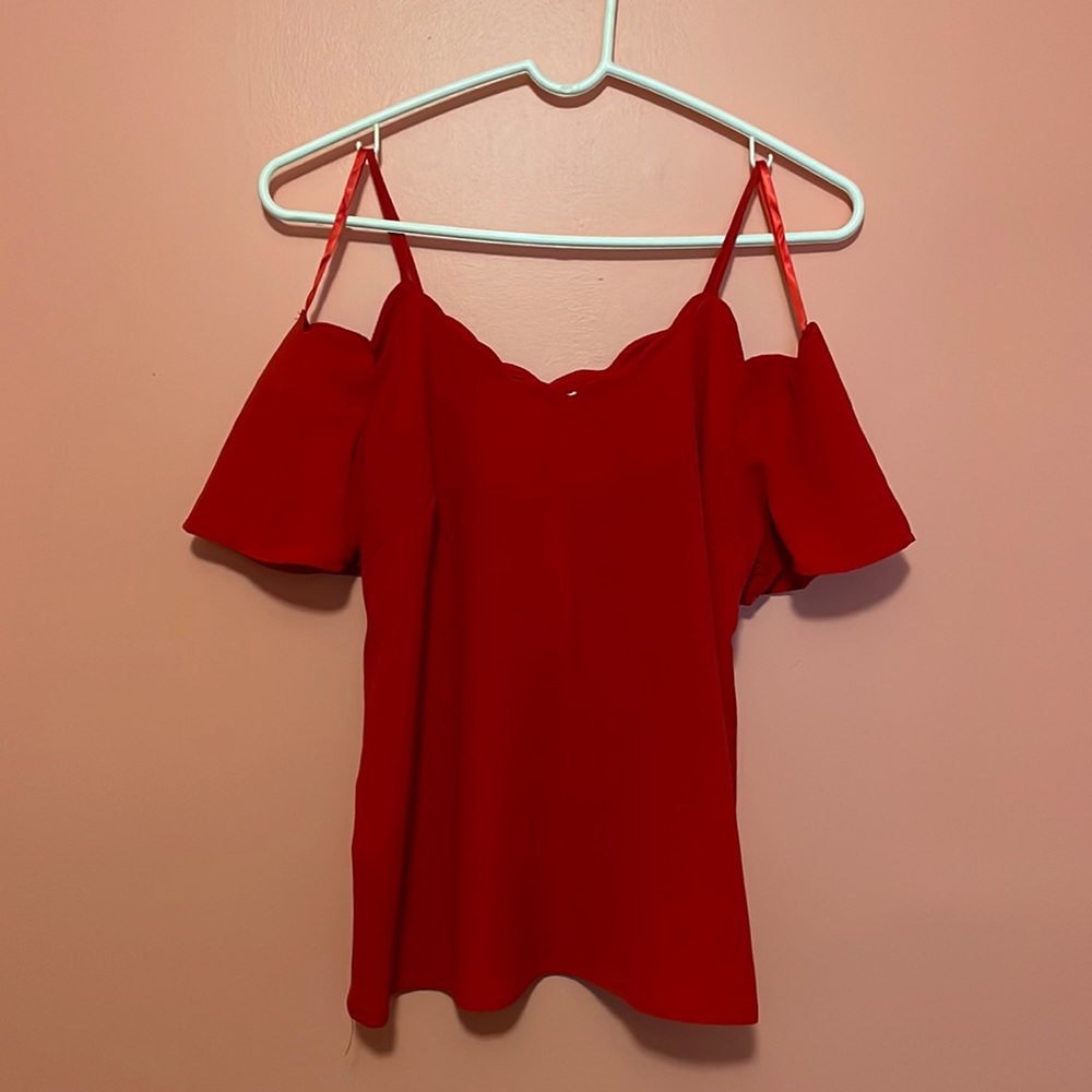 Monteau Red Off The Shoulder Top
